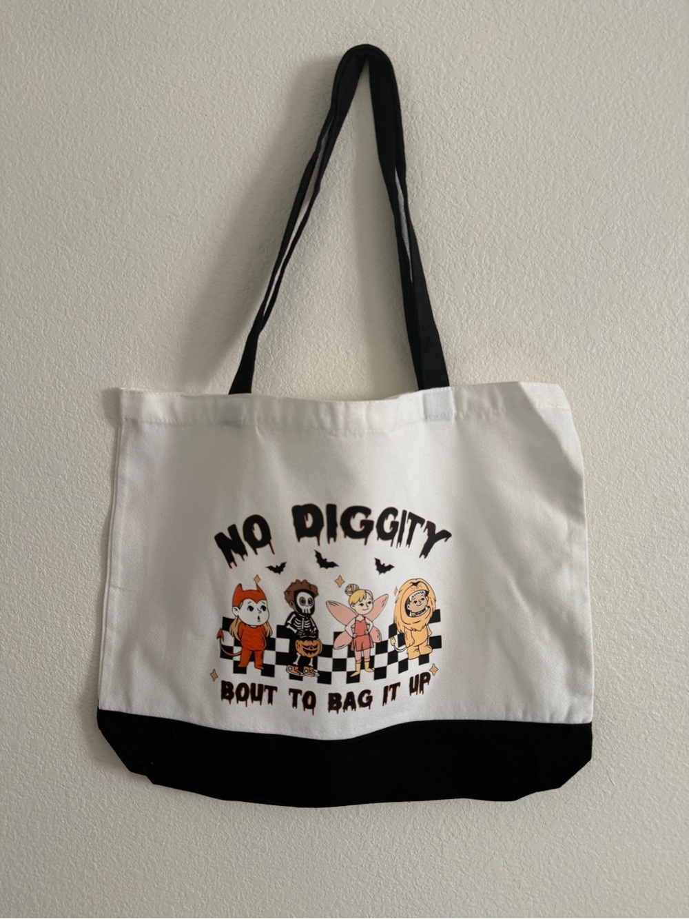Hand Crafted Halloween Candy Tote with Black Handles